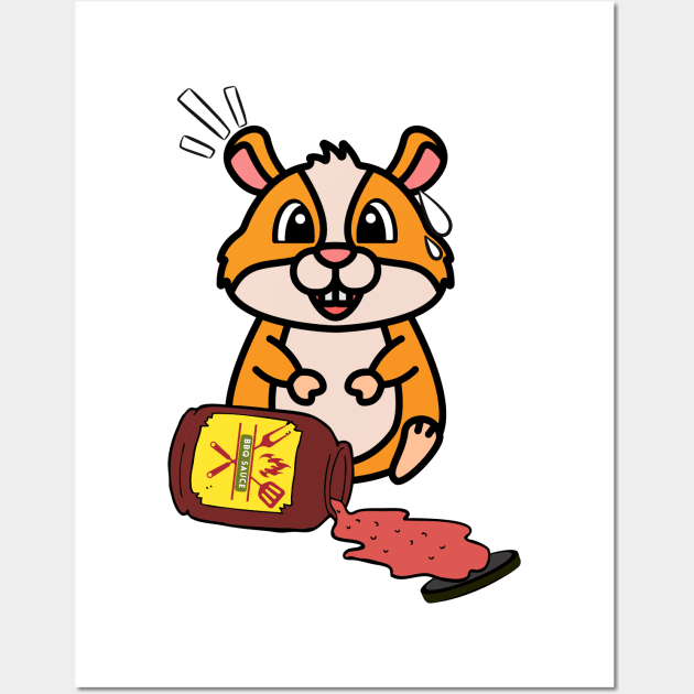 Funny hamster Spills BBQ Sauce Wall Art by Pet Station